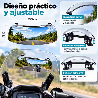 WideTrack® - Espejo Retrovisor Panorámico para Moto con Soporte Ajustable