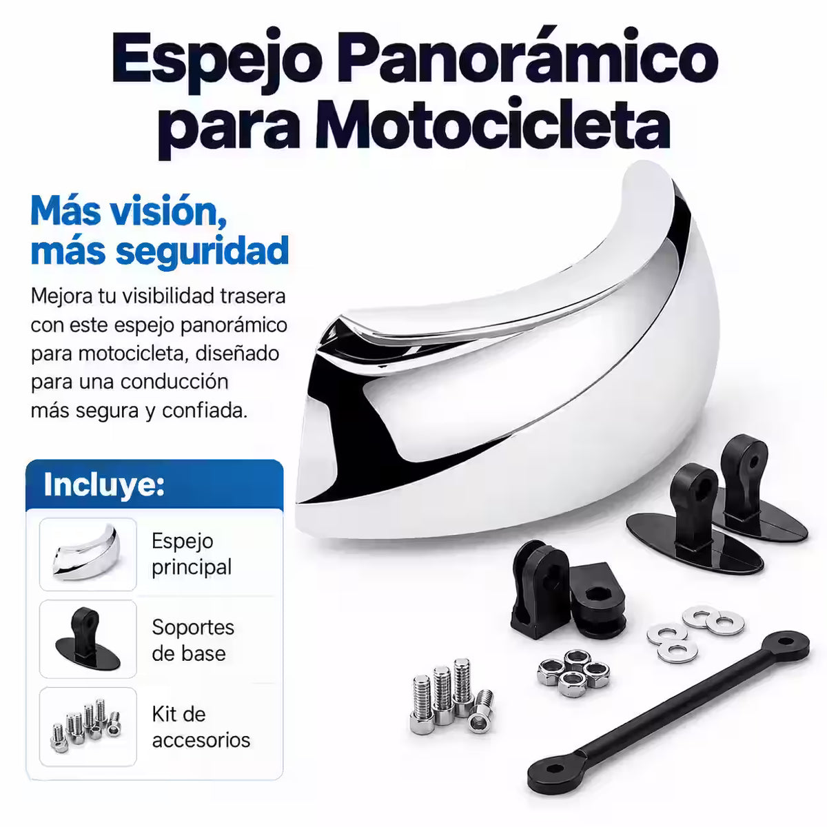 WideTrack® - Espejo Retrovisor Panorámico para Moto con Soporte Ajustable