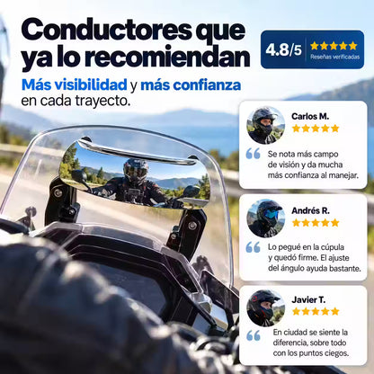 WideTrack® - Espejo Retrovisor Panorámico para Moto con Soporte Ajustable