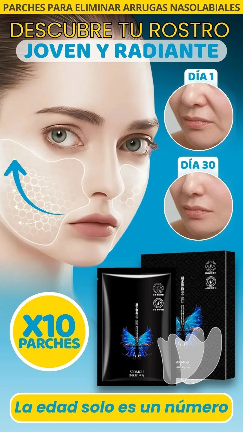 Dermora Lift® - Parches Nasolabiales de Hidrogel, Hidratantes y Antienvejecimiento X10 unidades
